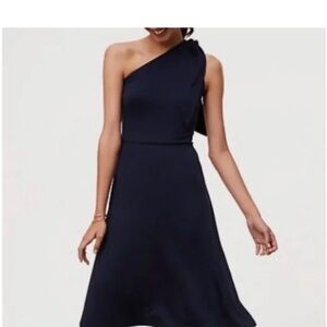Elegant One-Shoulder Navy Dress NWT